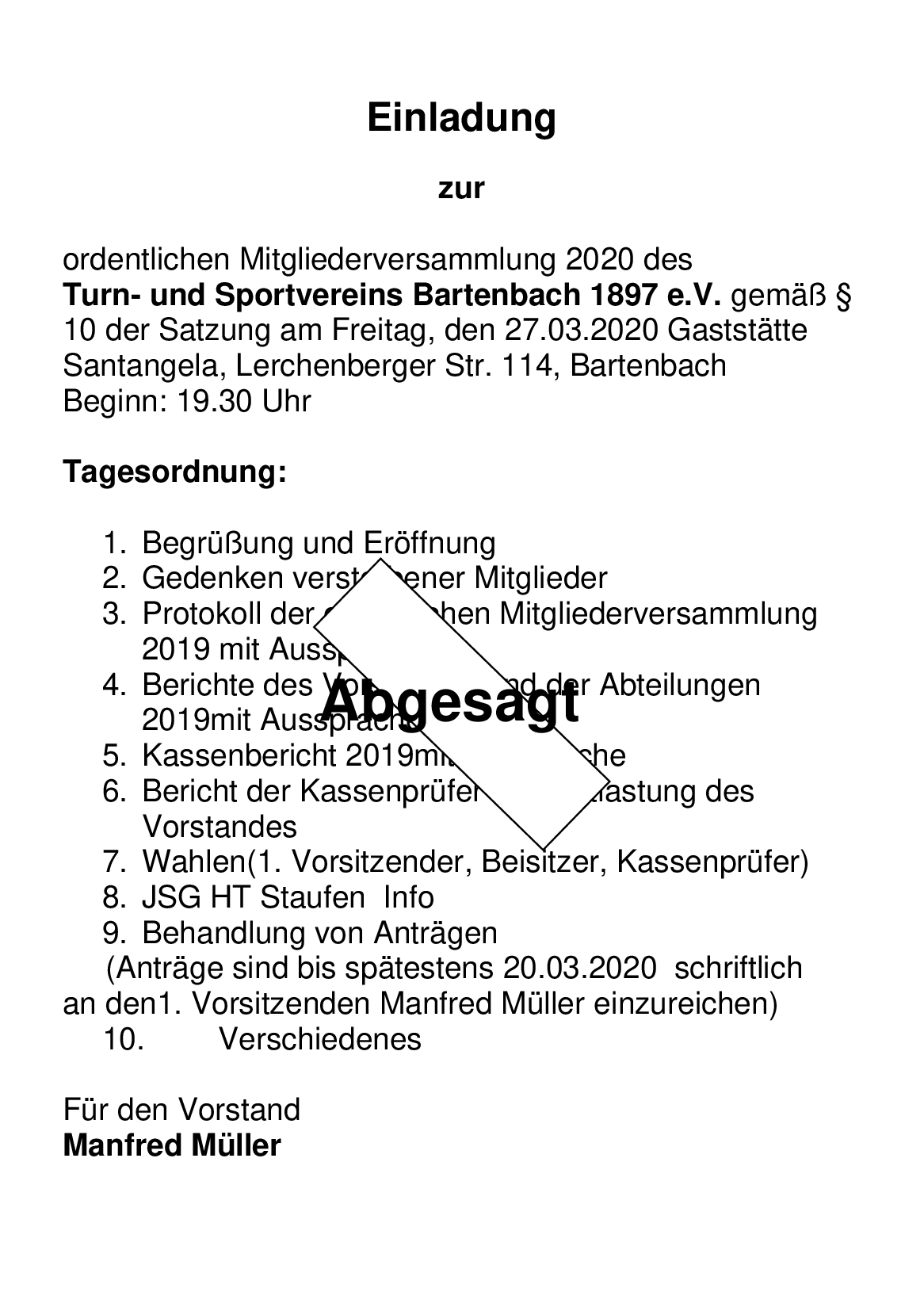 2020-03-07 TSV-Hauptversammlung 2020 abgesagt!!!